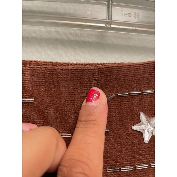 Vintage Women Pants XS Brown Corduroy Beaded High Rise Pleat Celestial Boho 70s - Picture 3 of 11